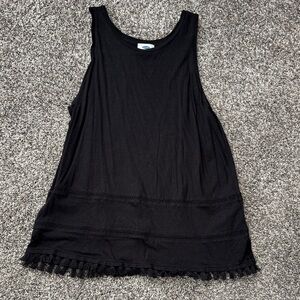 Old Navy Black Sleeveless Tank with Tassel Trim